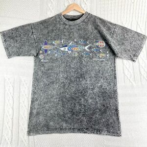 VTG Churinga Australia Shirt Mens M NAWALA JOURNEY Acid Wash Jabiru Ocean Life